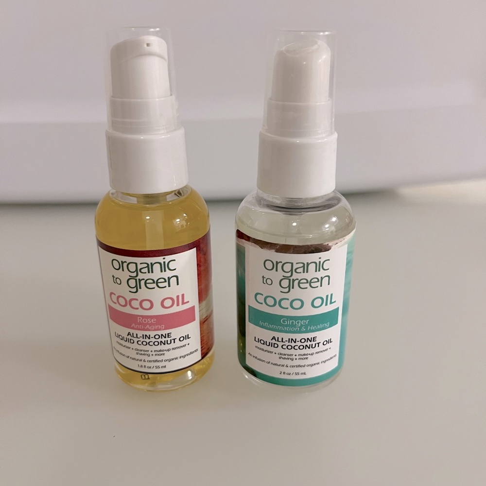 Organic To Green Rose & Ginger Coconut Oil. Set of 2. New, never used. NWOT.
